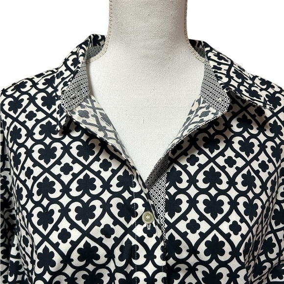 Talbots Plus 24W patterned, no iron button down black & white blouse (NWOT) - Picture 4 of 14